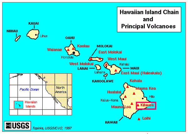 Основные вулканы архипелага Гавайских островов