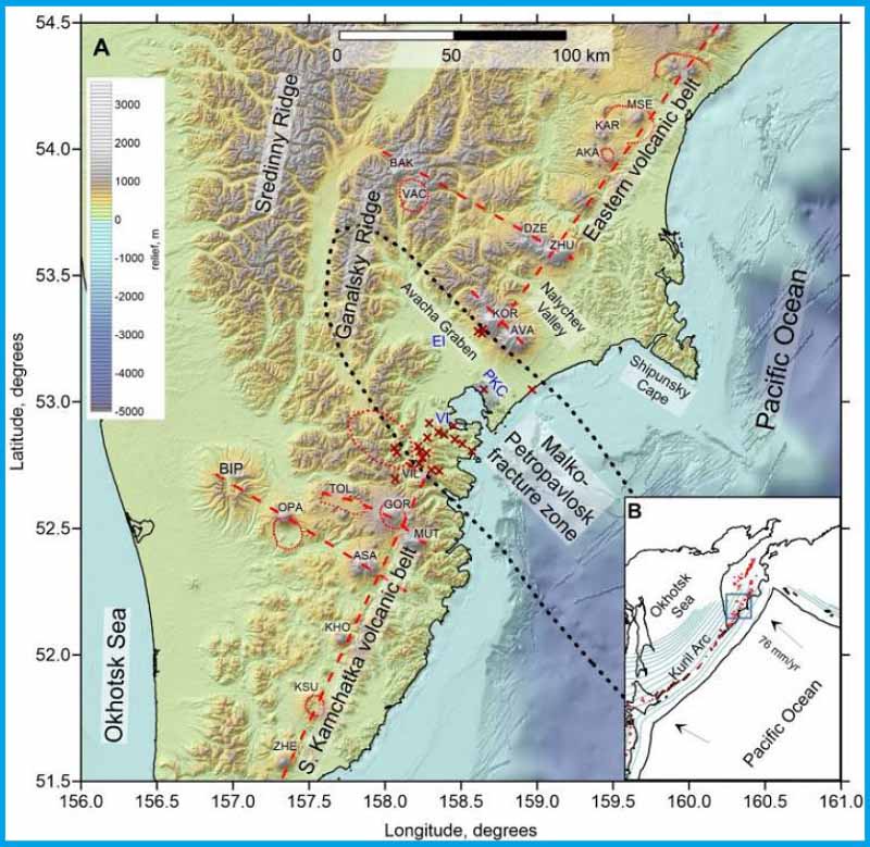 Топография и главные геологические структуры Камчатки